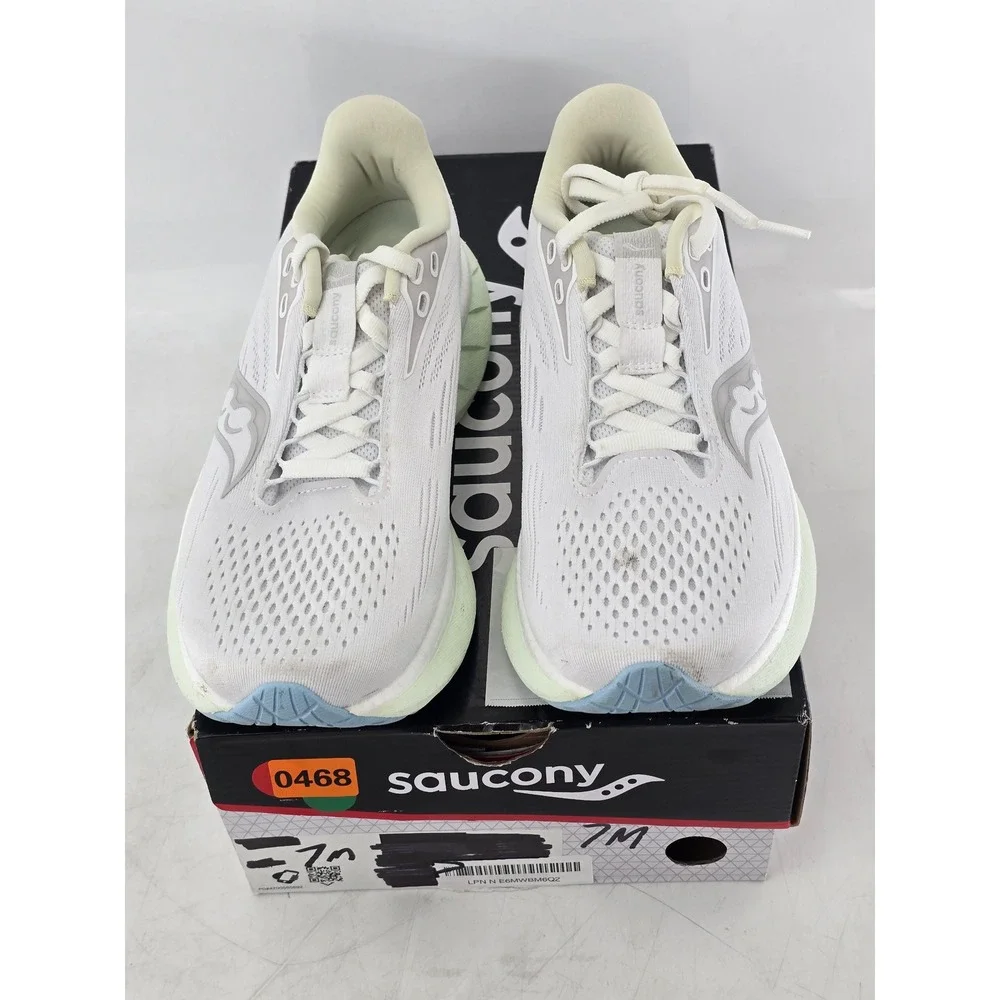 Saucony Triumph 21 Running Shoes Womens 7 White Mint Blue Cushioned - Good